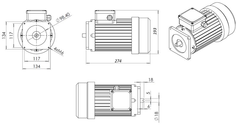 MOTORE DI RICAMBIO PER L'UNITA IDRAULICA 380V 1,5kW