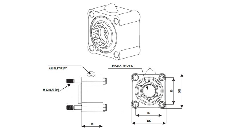 NEBENANTRIEB FÜR HYDRAULIKPUMPE - ZF1 ALUMINIUM