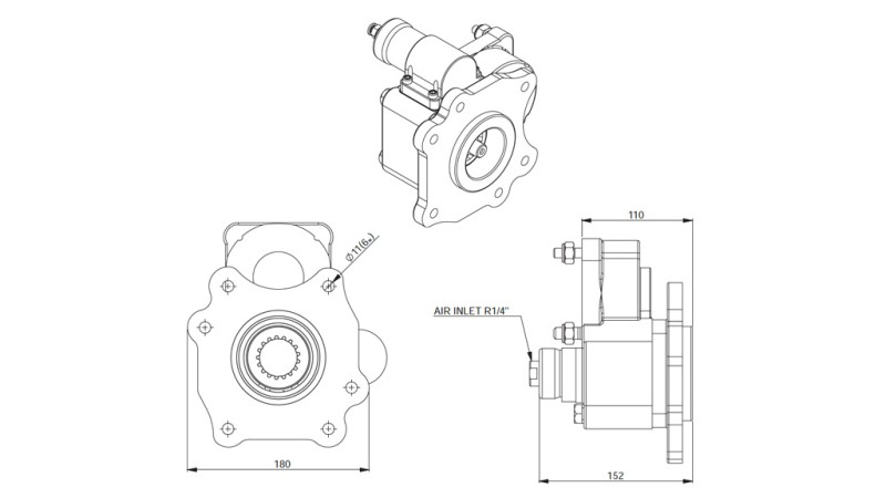 NEBENANTRIEB FÜR HYDRAULIKPUMPE - MERCEDES ATEGO-2  - 6 HOLES