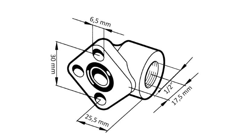 ZAHNRADPUMPE ANSCHLUSS FÜR SCHLAUCH 1/2 -FLANSCHWINKEL fi 30