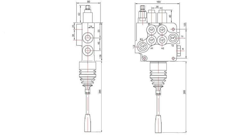 HYDRAULIKVENTIL 2xP80 + JOYSTICK