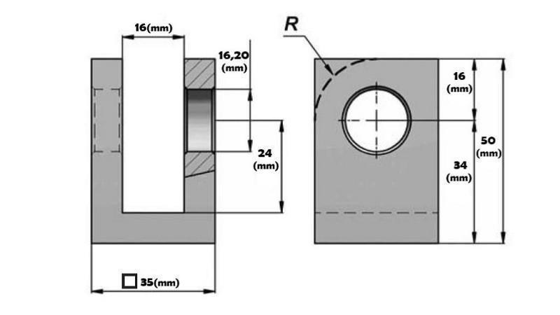 FORK FOR CYLINDER 35mm - Dia.16