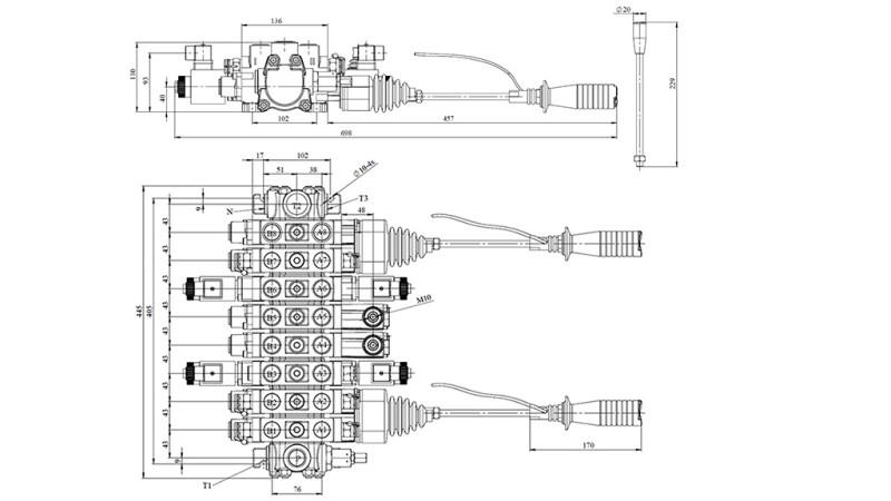 VALVOLA IDRAULICA HIAB 8xPC70 + 2x JOYSTICK - STERZO ELETTRICO 12V