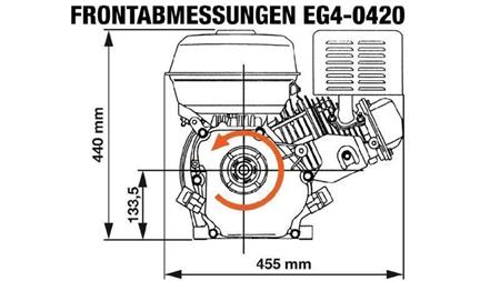 MOTORE BENZINA EG4-420cc-9,6kW-13,1HP-3.600 U/min-H-KW25x88.5-avvio manuale