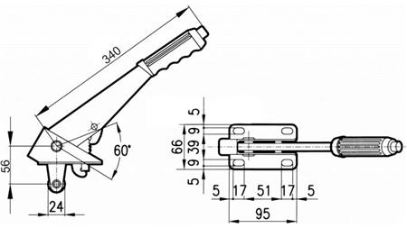 ZIEHEBEL L340 MIT SEILROLLE FI 24mm