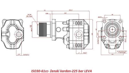 HYDRAULISCHE GUSSEISENPUMPE ISO30-61cc- MUFFE-WEIBLICH kardan-225 bar LINKS