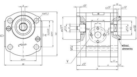 GEAR PUMP 20C8,2X156 MIDDLE GR.2 8,2 CC RIGHT