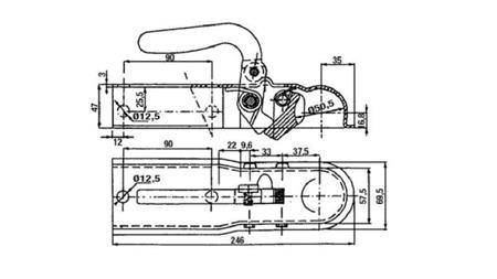 ABSCHLEPPHAKEN FÜR AUTOANHÄNGER QUADRAT 60