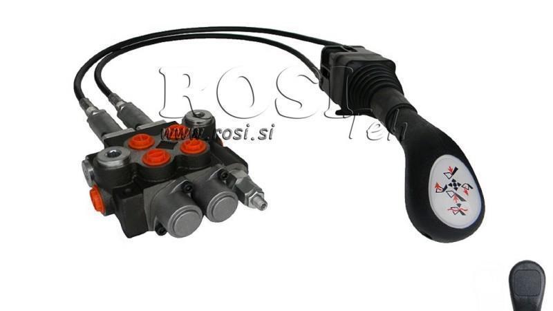 JOYSTICK  WITHOUT BUTTON WITH BRAIDED CABLE 2,5 met. AND HYDRAULIC VALVE 2xP40 lit.