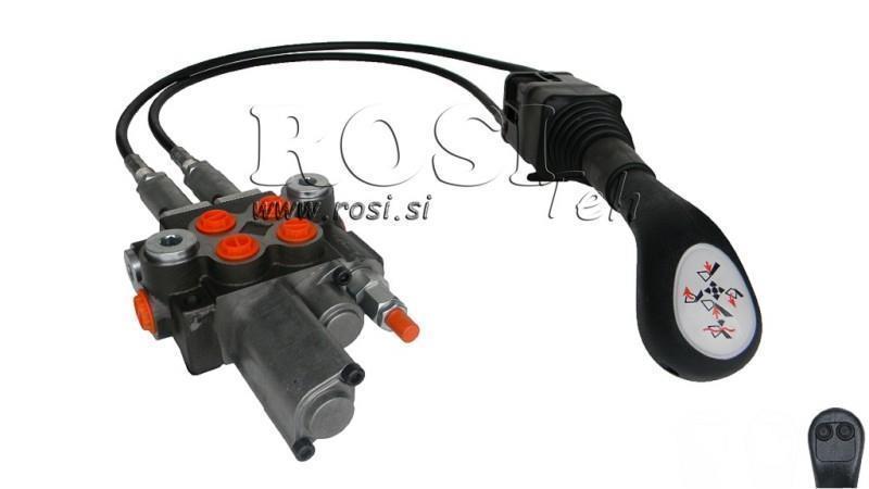 JOYSTICK  2x BUTTON WITH BRAIDED CABLE 2 met. AND HYDRAULIC VALVE 2xP40 lit.+ FLOATING