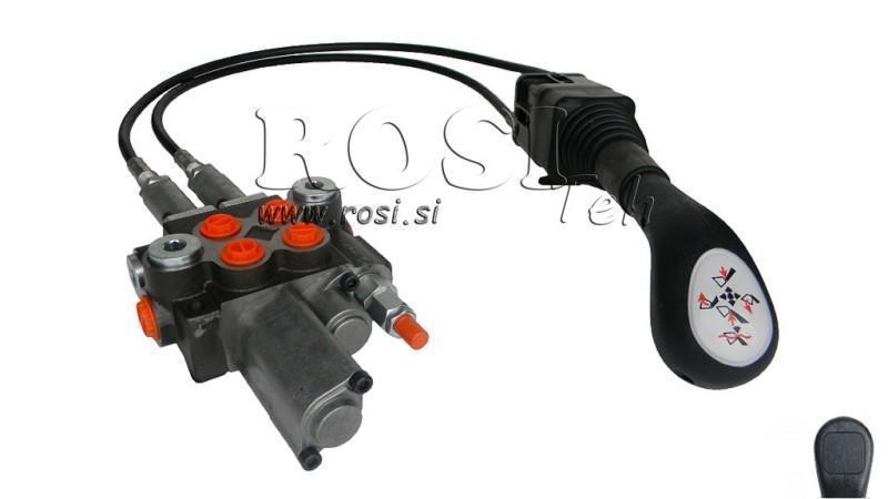 JOYSTICK  WITHOUT BUTTON WITH BRAIDED CABLE 1 met. AND HYDRAULIC VALVE 2xP40 lit.+ FLOATING