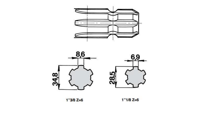 KARDANSKI NASTAVAK ADAPTER sa 1''1/8 na 1''3/8 L-76mm