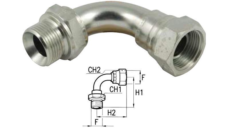 HYDRAULIK KNIE 90° BSP MÄNNLICH-WEIBLICH 3/8