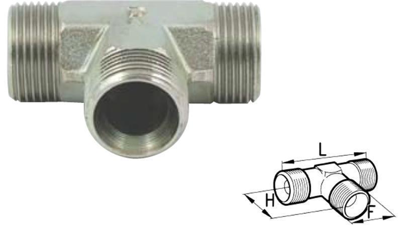 HYDRAULIC TEE FITTING BSP MALE-MALE 1/2