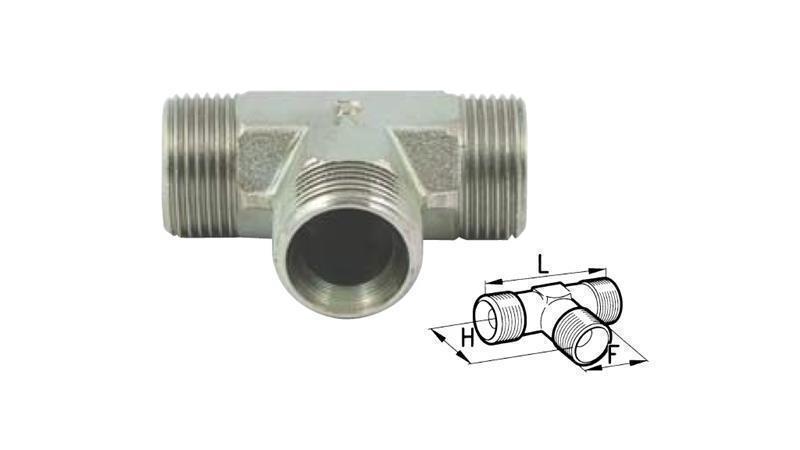 HYDRAULIC TEE FITTING BSP MALE-MALE 3/4