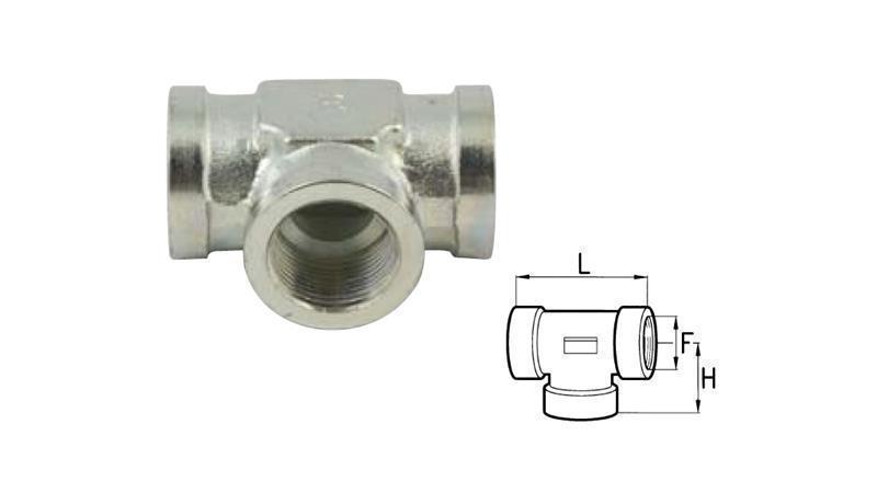 HYDRAULIC TEE FITTING FEMALE-FEMALE 1/2