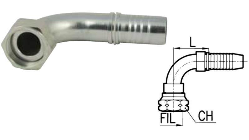 HYDRAULIC FITTING DKORFS FEMALE ELBOW 90°