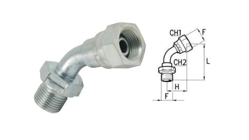 HYDRAULIC ELBOW 45° BSP MALE-FEMALE 3/8