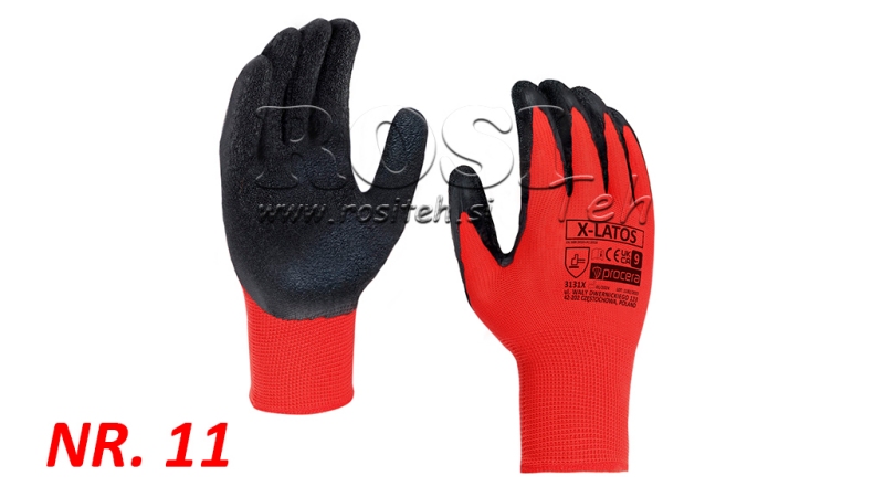 LATEX COATED GLOVES - SIZE 11