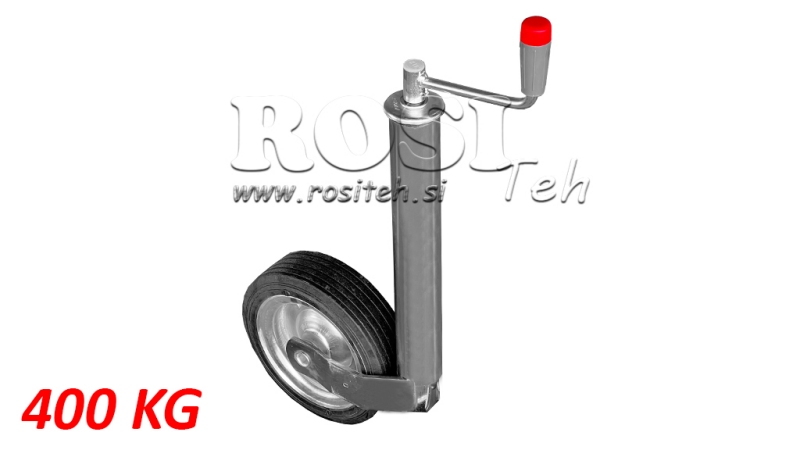 THREADED SUPPORT LEG WITH WHEEL FOR TRAILERS 250MM - 400KG