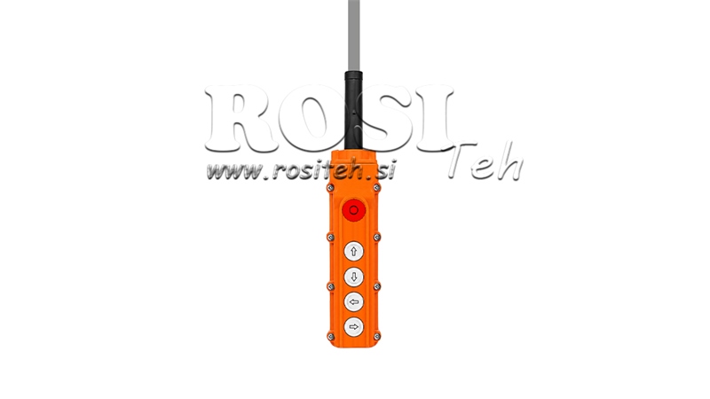 INTERRUPTOR REMOTO JUEGO 4 BOTONES + PARADA DE EMERGENCIA EN CAJA CON CABLE
