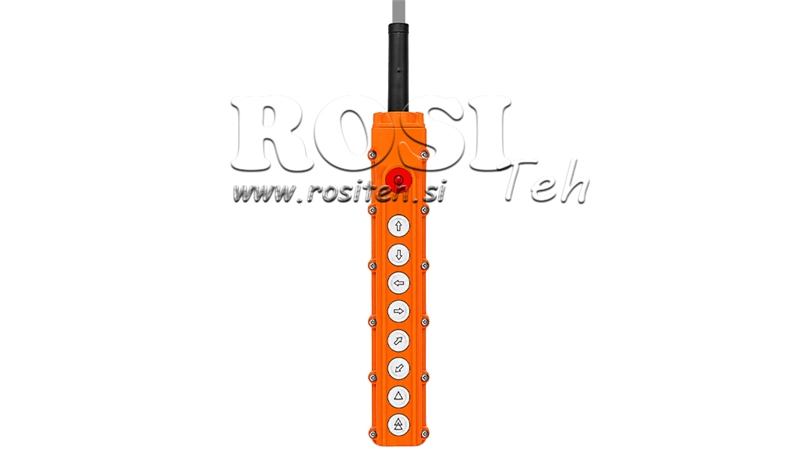 MANDO A DISTANCIA 8 BOTONES + INTERRUPTOR DE EMERGENCIA EN CARCASA CON CABLE
