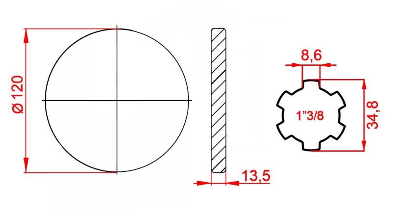 ADAPTER KARDANA Z KOŁNIERZEM 1-3/8 (125 mm)