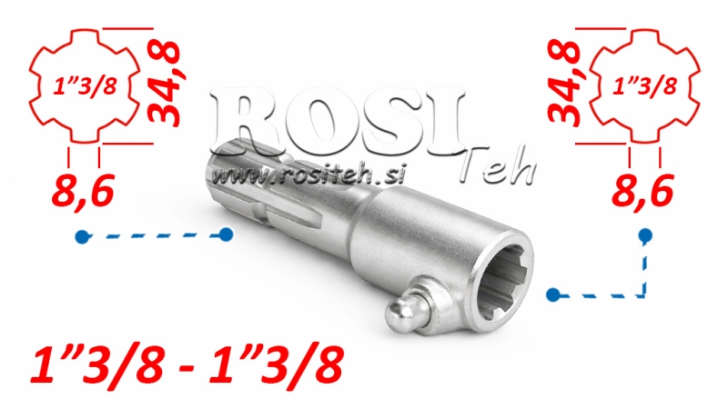 ADAPTADOR P.T.O. COM PINO de 1”3/8 a 1”3/8