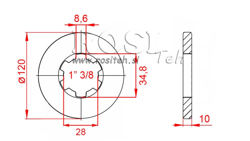 ADAPTADOR CARDÃ COM FLANGE E PINO 1-3/8 (80 mm)