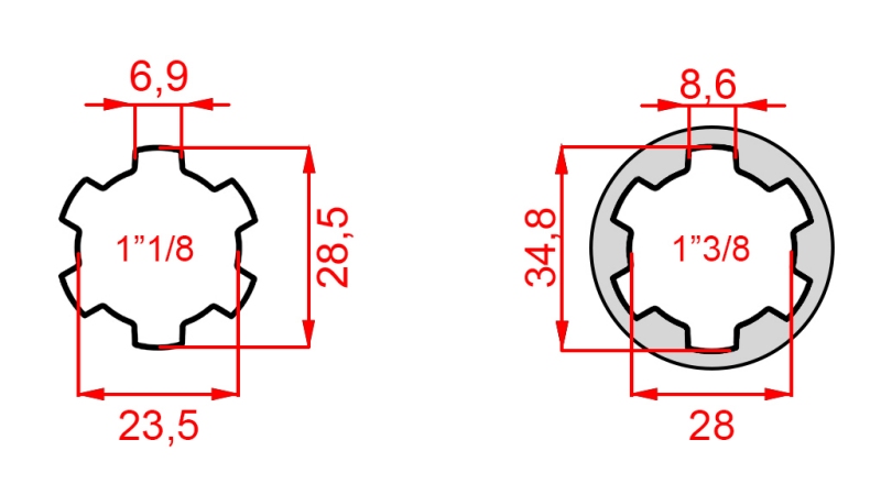 KARDÁN ADAPTER 1-3/8-RŐL 1-1/8-RA (140 mm)
