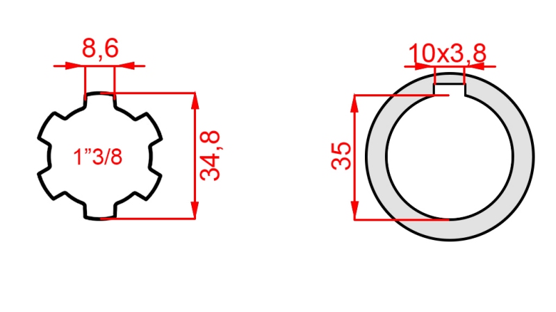 P.T.O. ADAPTER 1”3/8 - HOLE dia35mm
