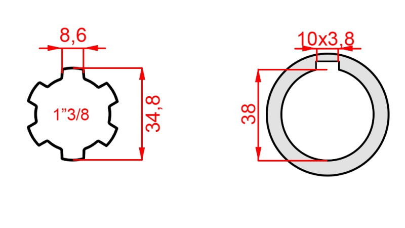 KARDÁN ADAPTER 1-3/8 - FURAT fi 38 mm (160 mm)
