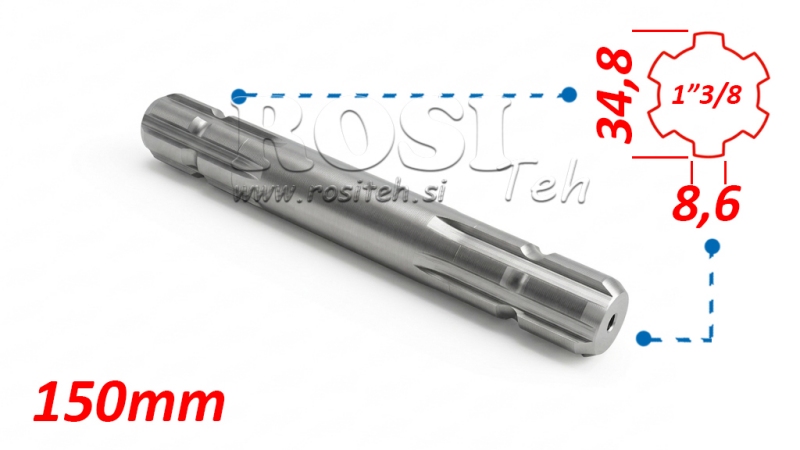 ZAPFWELLEN ANSATZ 13/8 BEIDESEITIG L=150