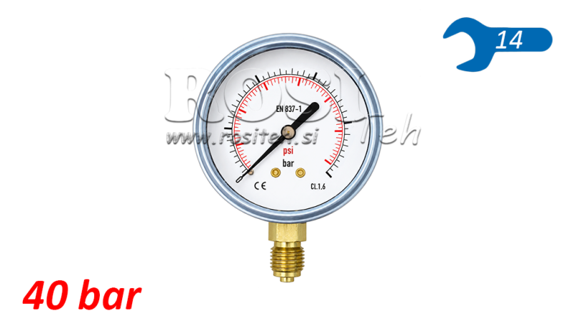 MANOMETER DN63 VERTICAL 0 - 40 BAR - 1/4