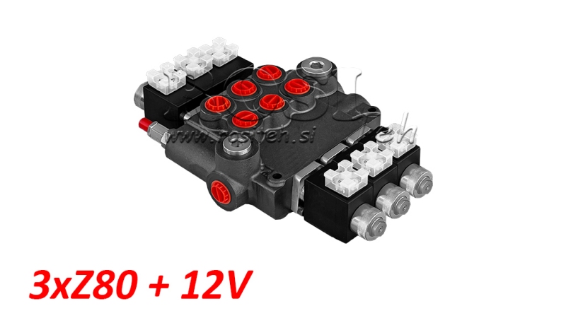 HIDRAULIČNI VENTIL 3xZ80+12V DC