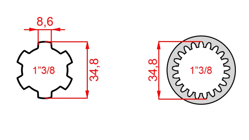 P.T.O. ADAPTER 13/8 -21 TOOTH