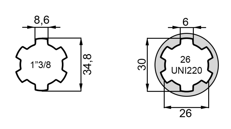 ADAPTADOR P.T.O. 1''3/8 -26 uni 220