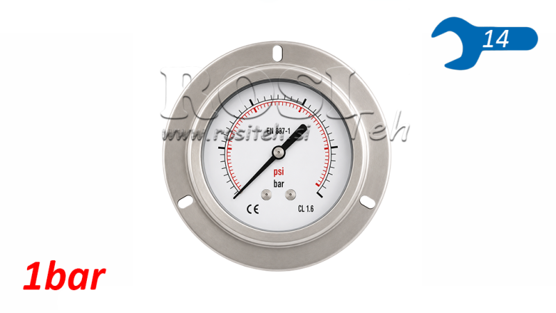 MANOMETER fi 63 mm REAR 0-1 BAR - 1/4
