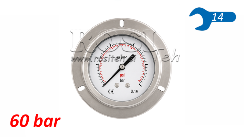 MANOMETER DN63 REAR 0 - 60 BAR - 1/4