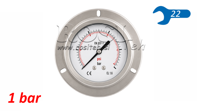 MANOMETER DN100 REAR 0 - 1 BAR - 1/2