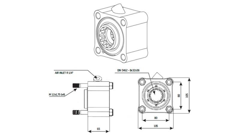 HYDRAULIC PUMP DRIVE - ZF1 CASTING - dimensions