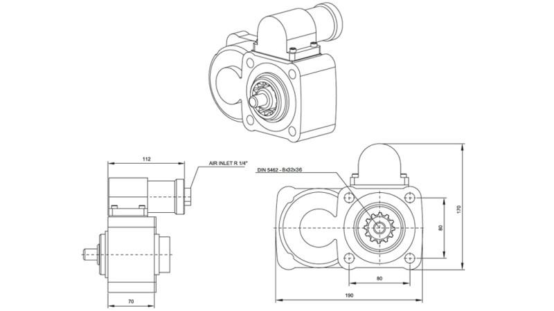 Dimensionen HYDRAULIKPUMPENANTRIEB - ZF2
