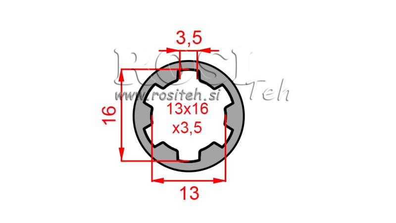 ZAPFWELLENADAPTER HÜLSE 13x16x3,5 (6 VERZAHNUNGEN) (40 mm)