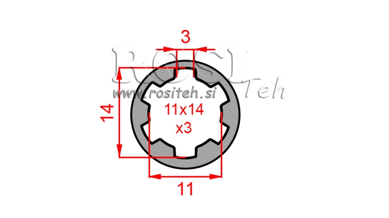 ZAPFWELLENADAPTER HÜLSE 11x14x3 (6 VERZAHNUNGEN) (40 mm)