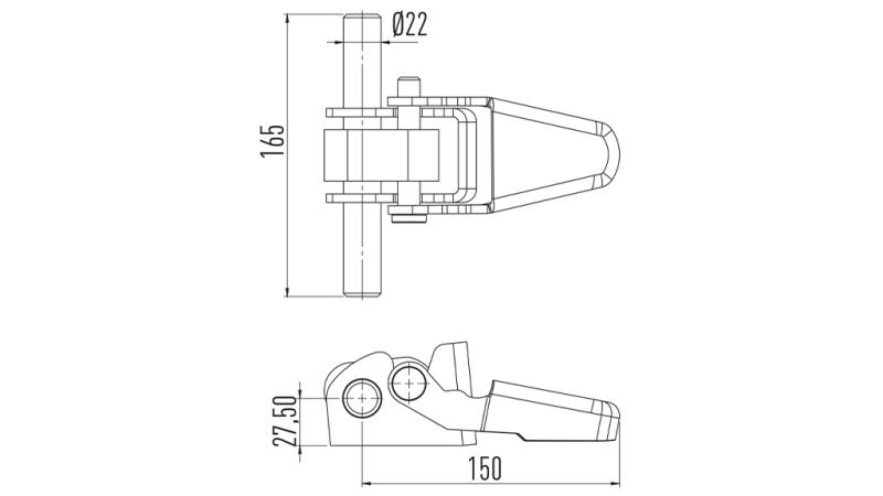 SCHARNIER MIT ÖFFNUNG VON UNTEN/OBEN