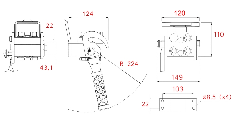 MULTI-FASTER KUPPLUNG 3-WEGE BSP 1/4 FESTER TEIL (EINHEBEL)