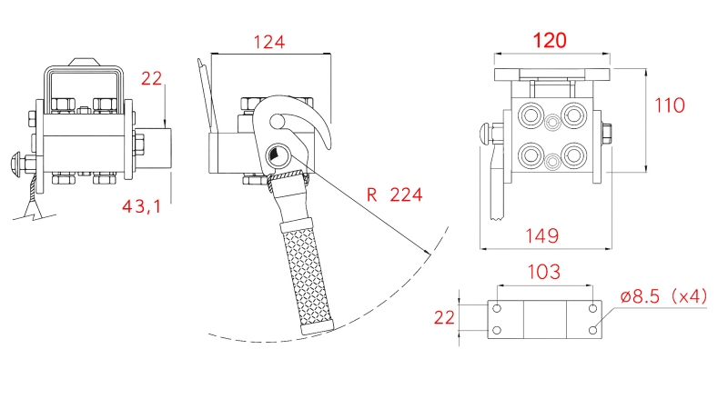 MULTI-FASTER KUPPLUNG 3-WEGE BSP 1/4 MOBILER TEIL (EINHEBEL)