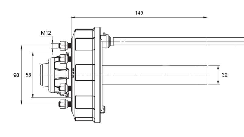 SEMIALBERO CON FRENI - 450 kg (4 VITI) - 145 mm