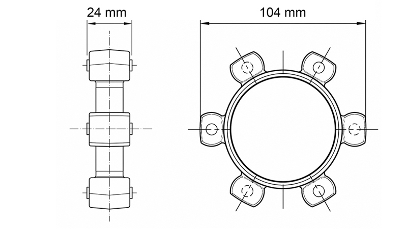 ZVEZDNA GUMI SKLOPKA ZA VMESNIK ND43-ND44 (104mm)