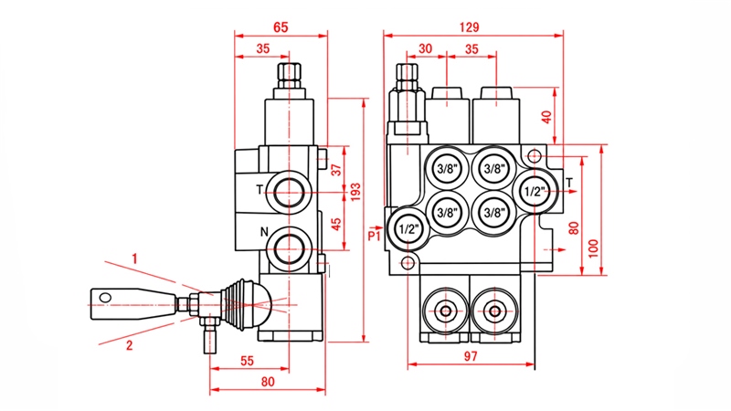 HYDRAULISCHES HANDVENTIL – 2-SEKTIONEN-STEUERVENTIL 2xR40 ECO